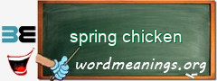 WordMeaning blackboard for spring chicken